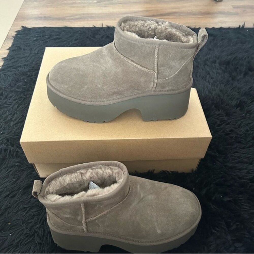 UGG Taupe Suede Platform Ankle Booties - Picture 3 of 8